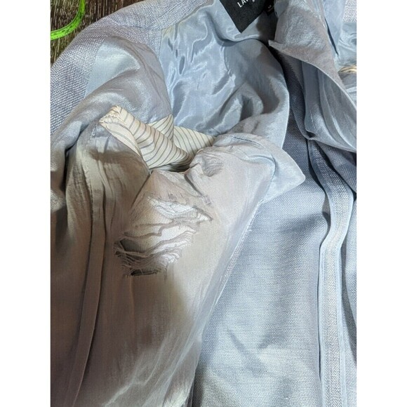 Lafayette 148 New York One Button Blazer Periwinkle Shimmer Viscose Blend Sz 12 - Picture 10 of 11